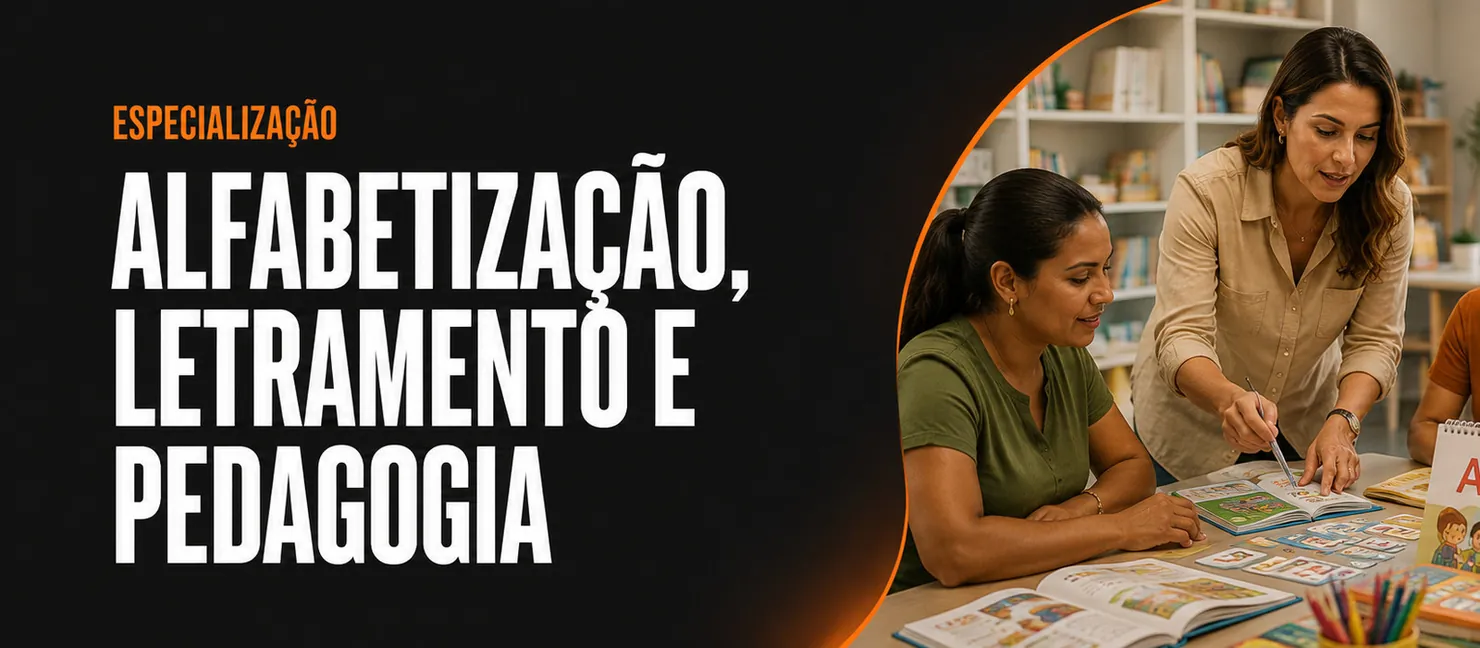 Arte do curso Alfabetização, Letramento e Pedagogia